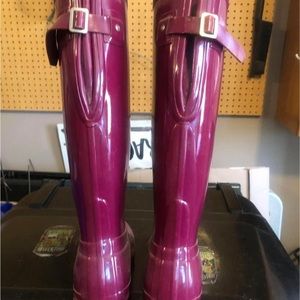 Burgundy Hunter Boots Knee Length Size US 9